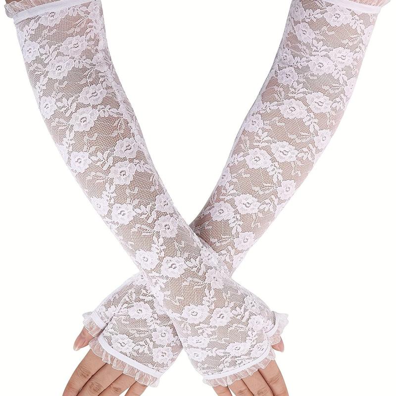 Lace Hollow Out Sleeve Long Sunscreen UV Protection Sleeve Arm Guard Fingerless