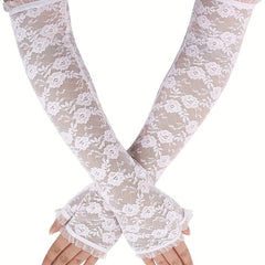 Lace Hollow Out Sleeve Long Sunscreen UV Protection Sleeve Arm Guard Fingerless