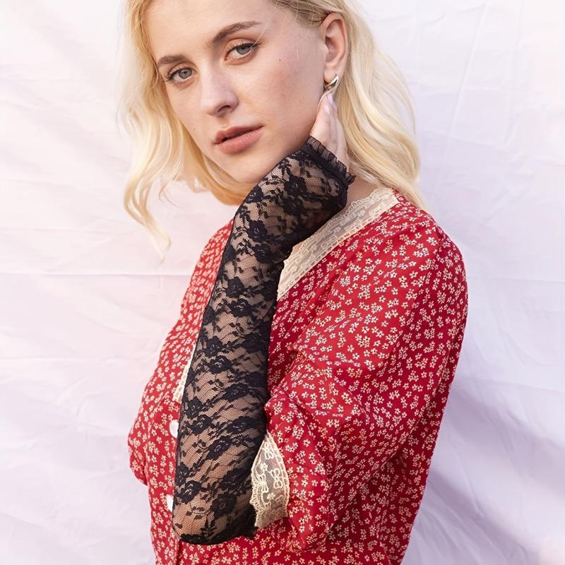 Lace Hollow Out Sleeve Long Sunscreen UV Protection Sleeve Arm Guard Fingerless