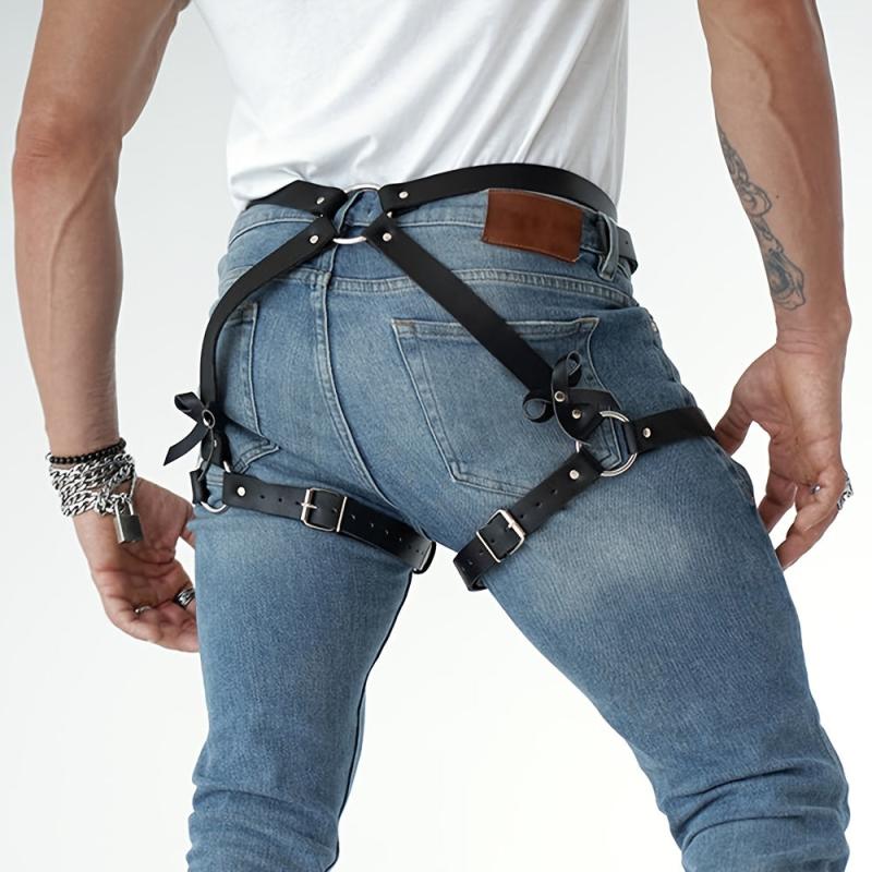 PU Leather Garter Men's Belt for Party Costume