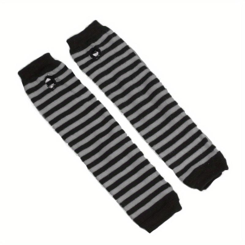 Striped Half Finger Sleeves Arm Sleeves Thumb Hole