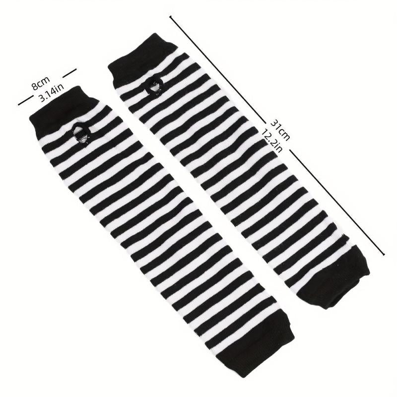 Striped Half Finger Sleeves Arm Sleeves Thumb Hole