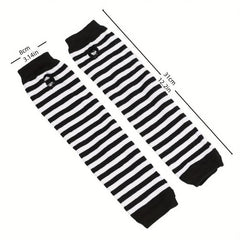 Striped Half Finger Sleeves Arm Sleeves Thumb Hole