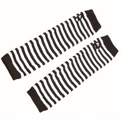 Striped Half Finger Sleeves Arm Sleeves Thumb Hole