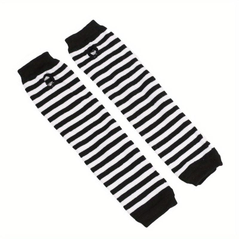 Striped Half Finger Sleeves Arm Sleeves Thumb Hole