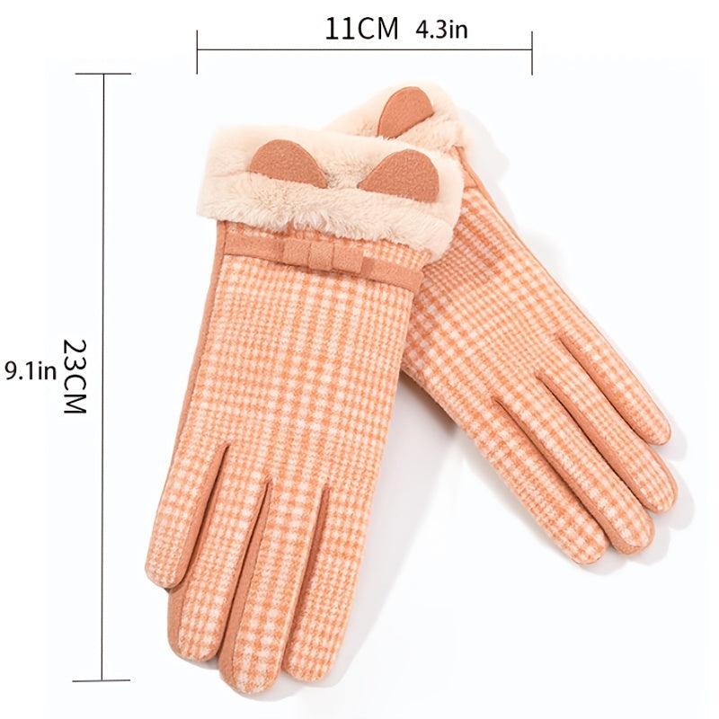 Winter Ladies Plush Gloves Touch Screen Windproof Cold Proof