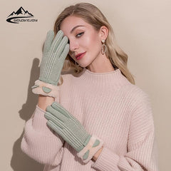 Winter Ladies Plush Gloves Touch Screen Windproof Cold Proof