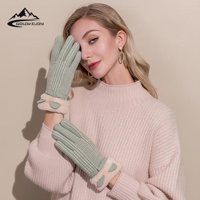 Winter Ladies Plush Gloves Touch Screen Windproof Cold Proof