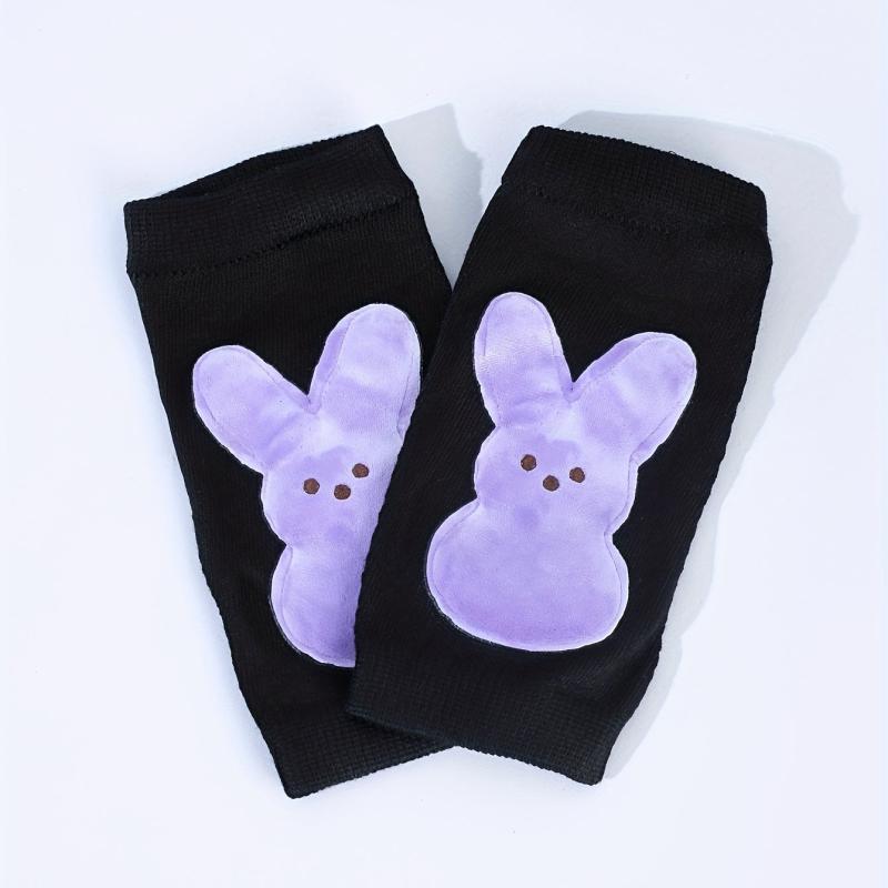 Easter Rabbit Print Fingerless Gloves Y2K Gothic Party Decorative Gloves