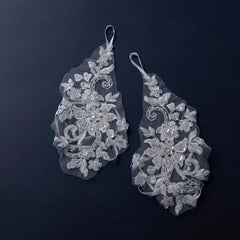 Transparent Lace Gloves Flower Embroidery Fingerless Gloves for Wedding