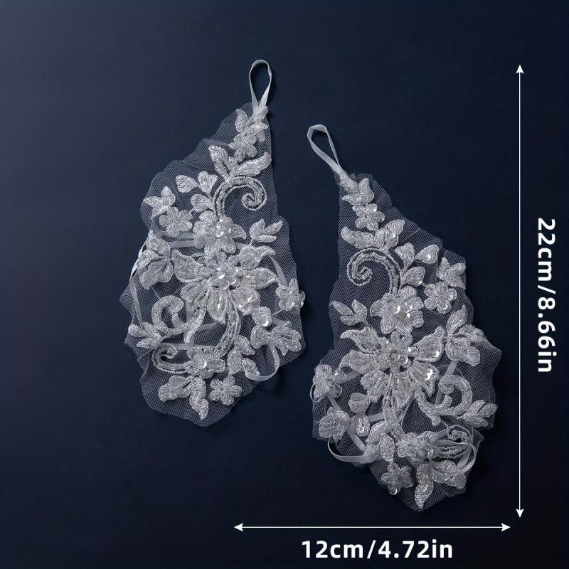 Transparent Lace Gloves Flower Embroidery Fingerless Gloves for Wedding