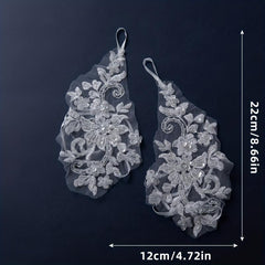 Transparent Lace Gloves Flower Embroidery Fingerless Gloves for Wedding