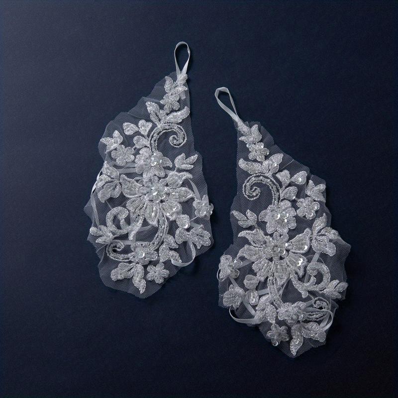Transparent Lace Gloves Flower Embroidery Fingerless Gloves for Wedding