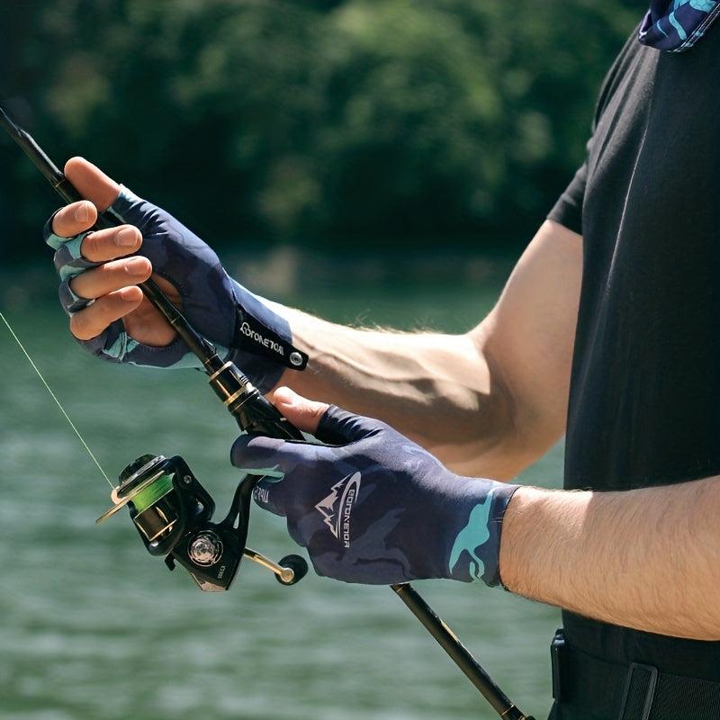 Camouflage Fishing Sunscreen Gloves Breathable Slipproof Half Finger