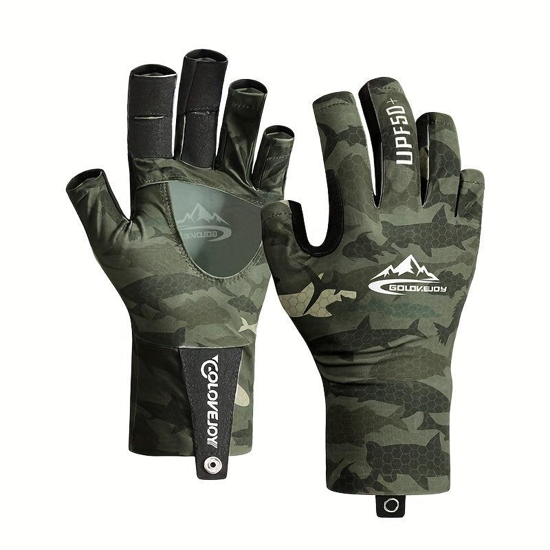 Camouflage Fishing Sunscreen Gloves Breathable Slipproof Half Finger