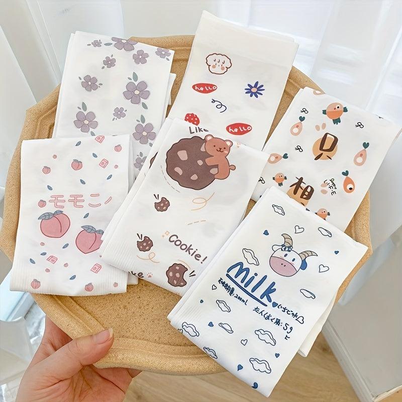 Cartoon Print Fingerless Gloves for Women