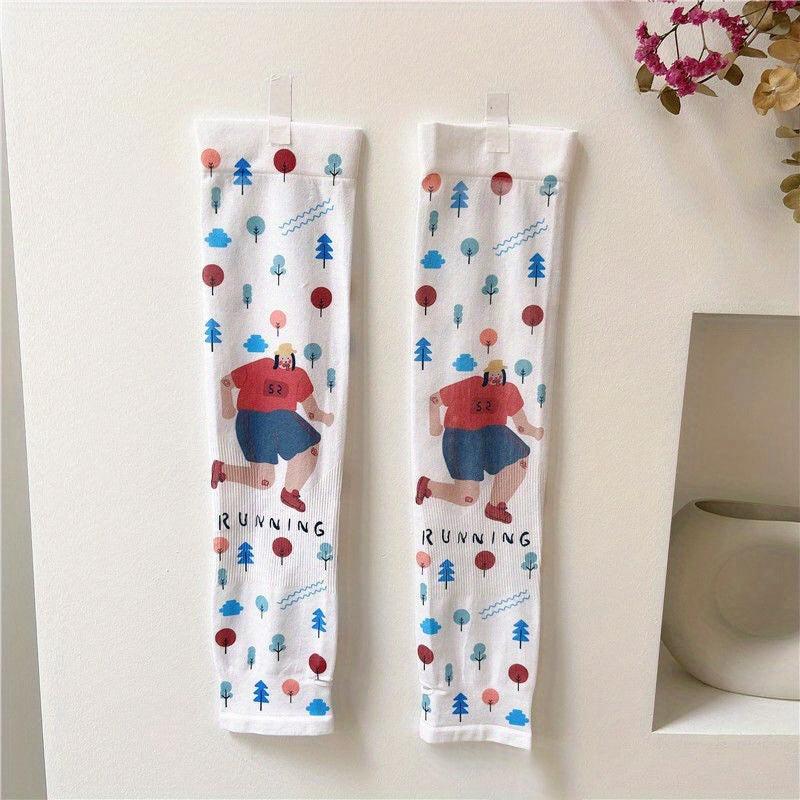 Cartoon Print Fingerless Gloves for Women
