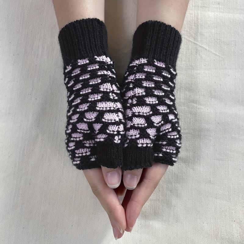 Plaid Fingerless Gloves knitted Wrist Gloves For Women