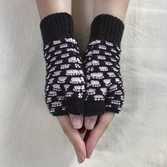 Plaid Fingerless Gloves knitted Wrist Gloves For Women