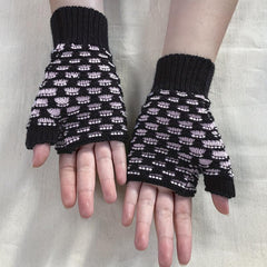 Plaid Fingerless Gloves knitted Wrist Gloves For Women