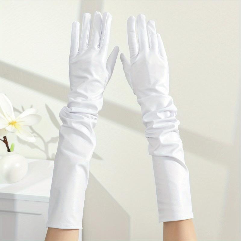 Bright PU Leather Long Gloves for Party Prom Performance