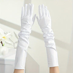 Bright PU Leather Long Gloves for Party Prom Performance