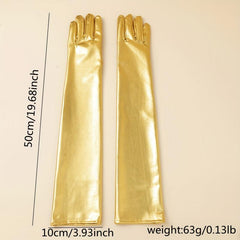 Bright PU Leather Long Gloves for Party Prom Performance