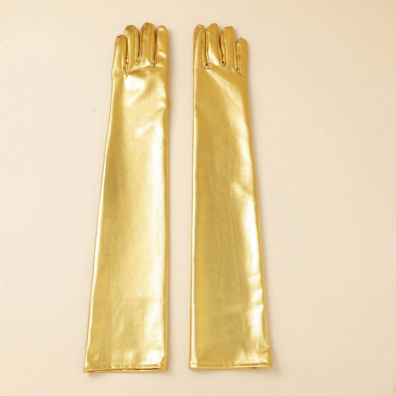 Bright PU Leather Long Gloves for Party Prom Performance