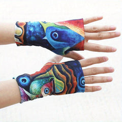 Half Finger Sunscreen Gloves Cover Tattoo Fingerless Touch Screen Gloves