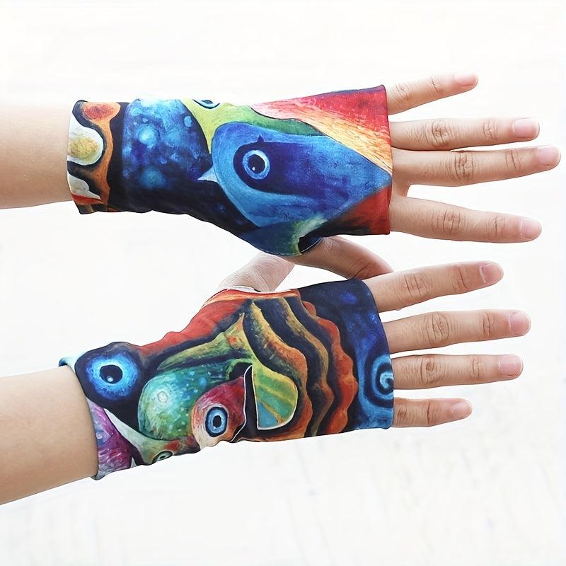 Half Finger Sunscreen Gloves Cover Tattoo Fingerless Touch Screen Gloves