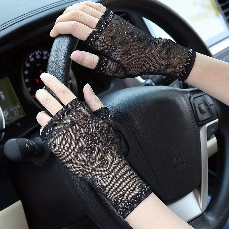 Thin Lace Half Finger Gloves Short Sunscreen Hight Stretchy Gloves