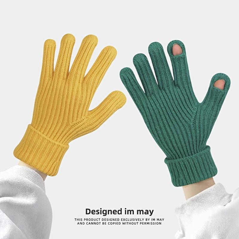 Warm Knitted Gloves Split Finger Touch Screen Gloves
