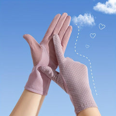 Silk Cold Feeling Gloves Lightweight Breathable Sun Protection Gloves