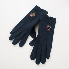 Flower Pattern Fleece Thermal Touch Screen Gloves