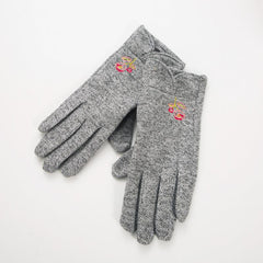 Flower Pattern Fleece Thermal Touch Screen Gloves
