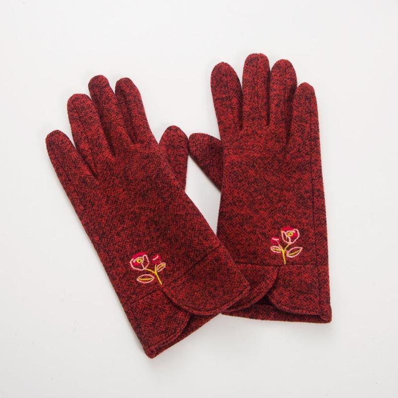 Flower Pattern Fleece Thermal Touch Screen Gloves