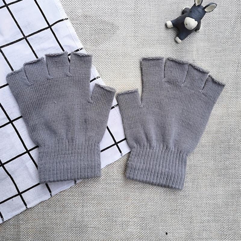 Knitted Fingerless Gloves for Women Men Warm Mittens
