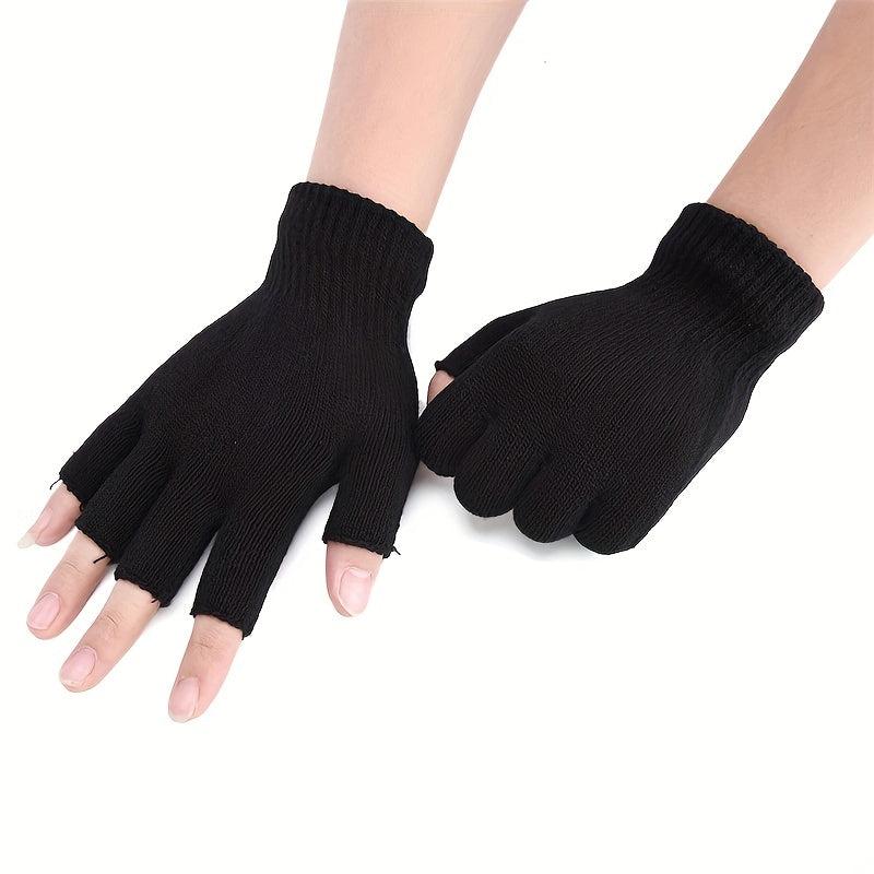 Knitted Fingerless Gloves for Women Men Warm Mittens