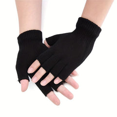 Knitted Fingerless Gloves for Women Men Warm Mittens