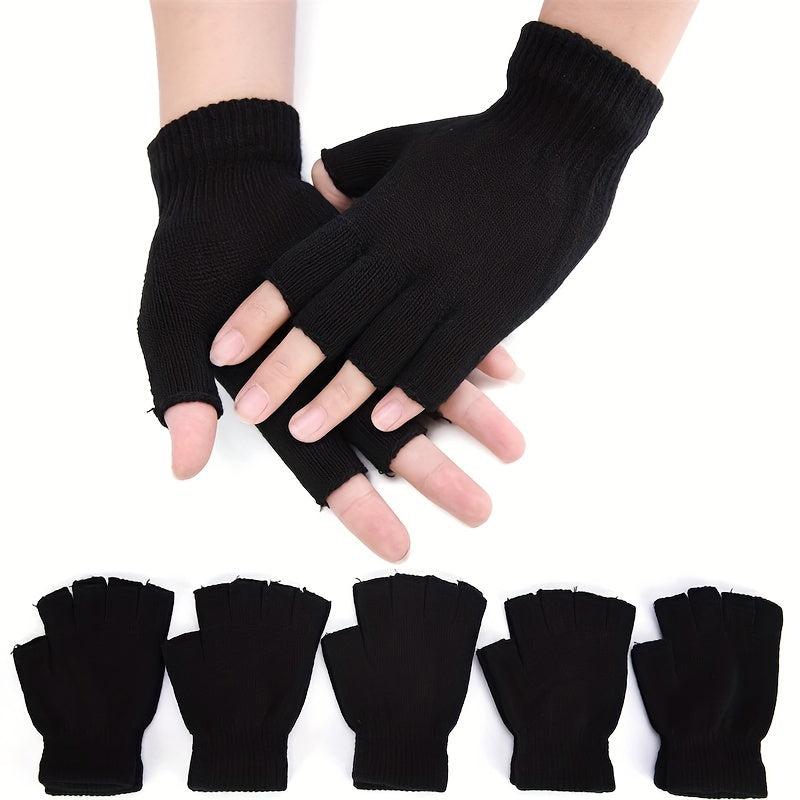 Knitted Fingerless Gloves for Women Men Warm Mittens