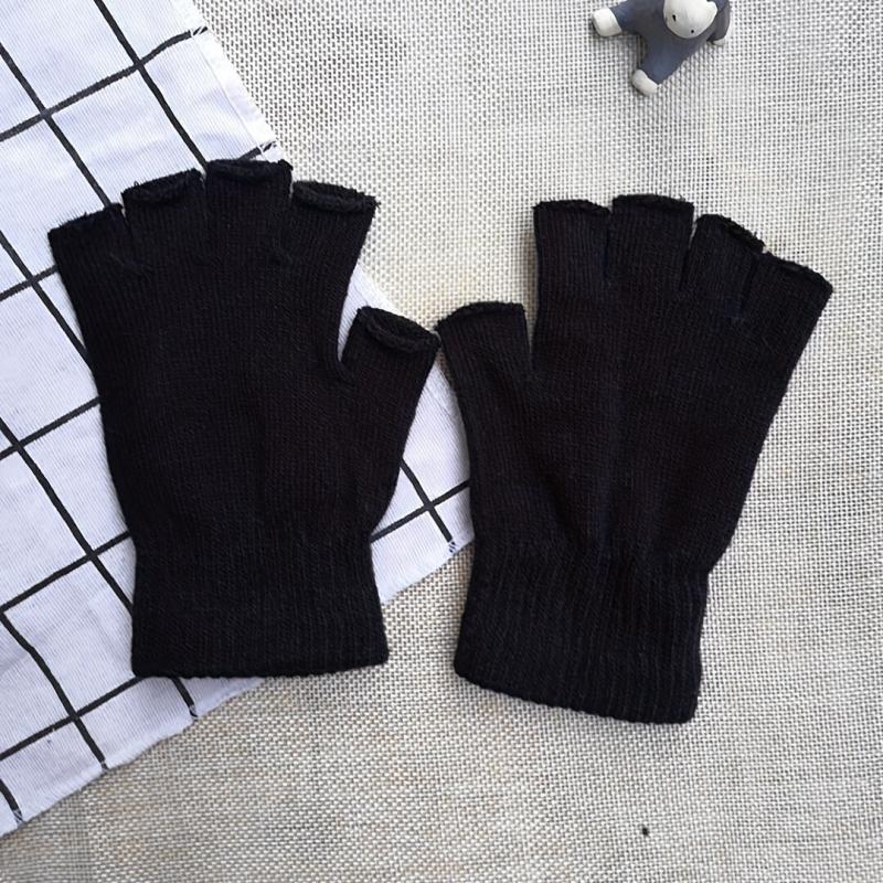 Knitted Fingerless Gloves for Women Men Warm Mittens
