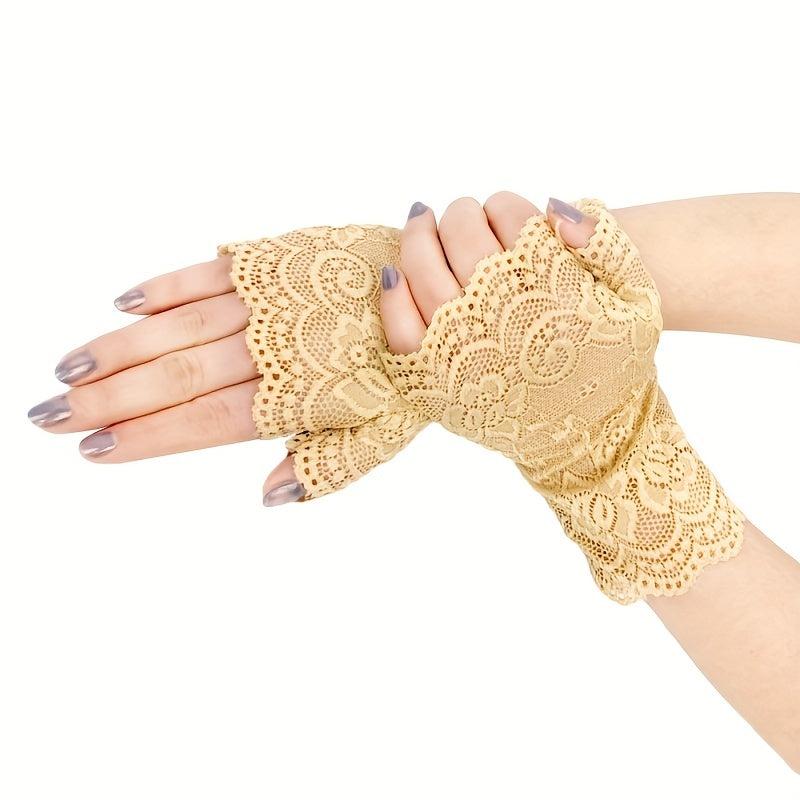 Half Fingerless Women Lace Gloves Tea Party Short Lace Gloves