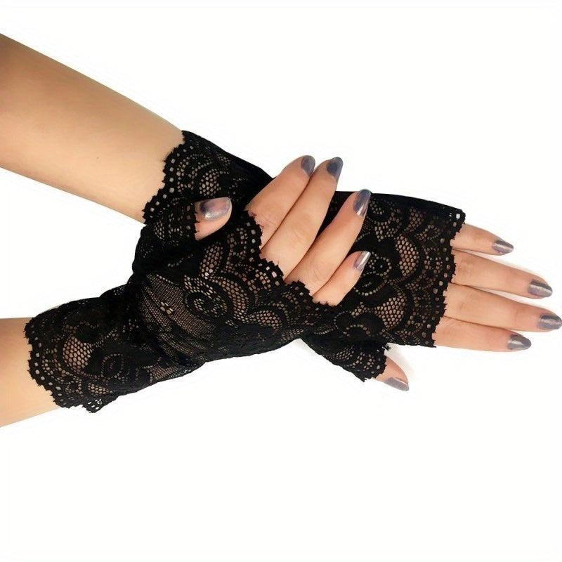 Half Fingerless Women Lace Gloves Tea Party Short Lace Gloves