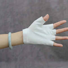 Heart Hollow Punk Gloves PU Leather Solid Hip Hop Fingerless Gloves
