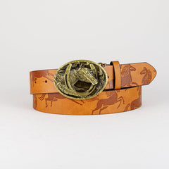 Men's Retro Horse Pattern Buckle Belt Decorative Accessories