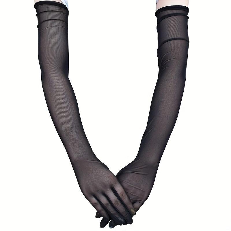 Elastic Mesh Breathable Long Gloves for Women