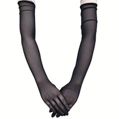 Elastic Mesh Breathable Long Gloves for Women