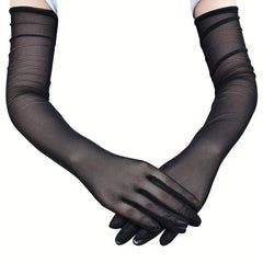 Elastic Mesh Breathable Long Gloves for Women