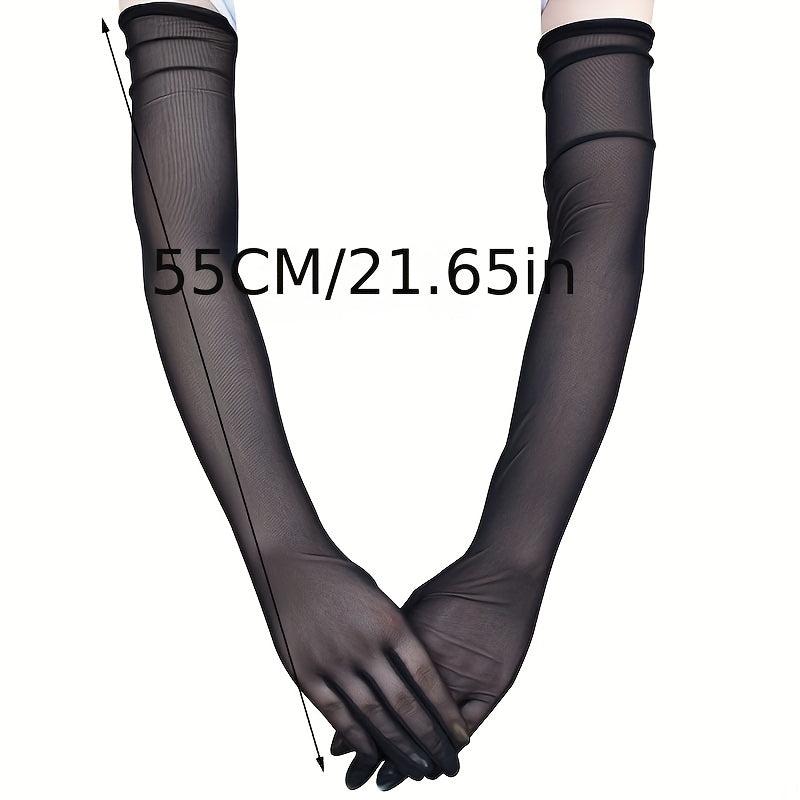 Elastic Mesh Breathable Long Gloves for Women