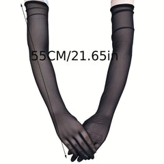 Elastic Mesh Breathable Long Gloves for Women